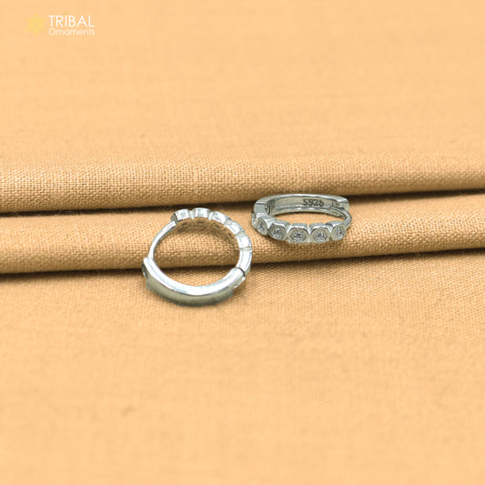 925 sterling silver zircon stone hoop earring er437