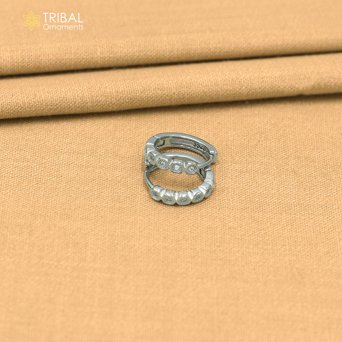 925 sterling silver zircon stone hoop earring er437