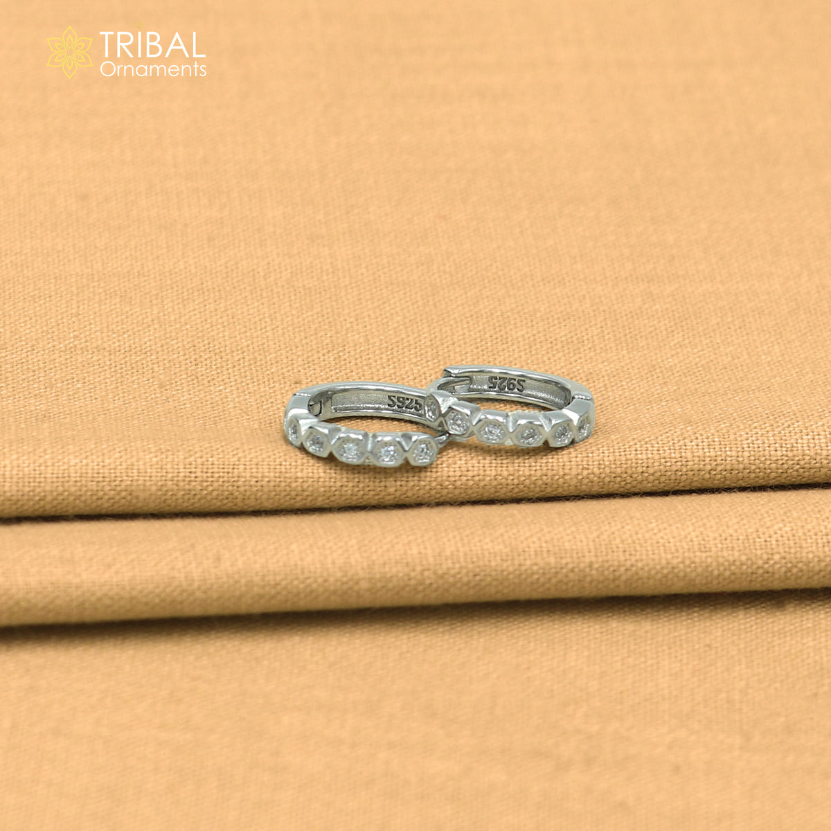 925 sterling silver zircon stone hoop earring er437