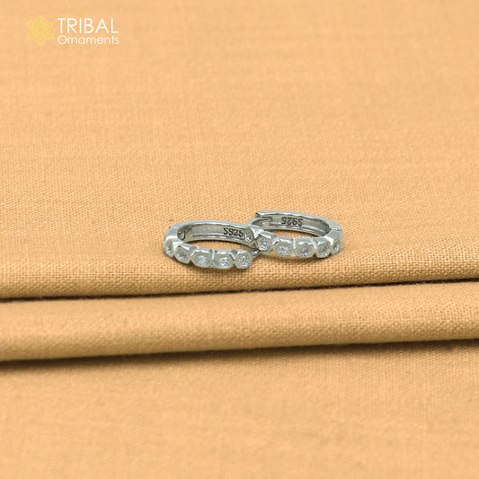 925 sterling silver zircon stone hoop earring er437
