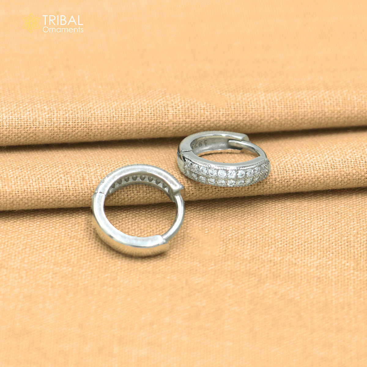 925 sterling silver zircon stone hoop earring er438