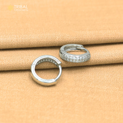 925 sterling silver zircon stone hoop earring er438