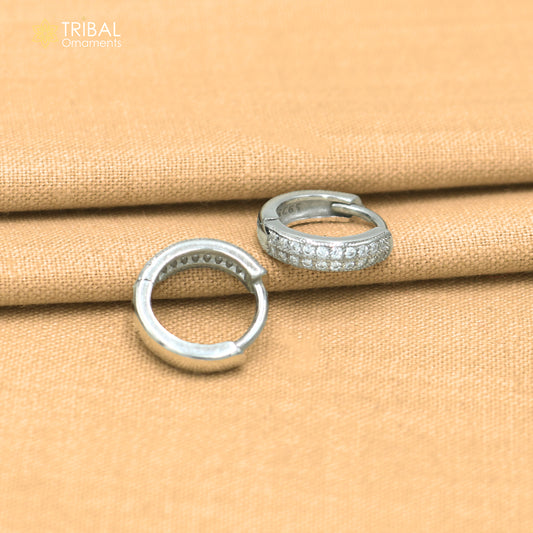 925 sterling silver zircon stone hoop earring er438