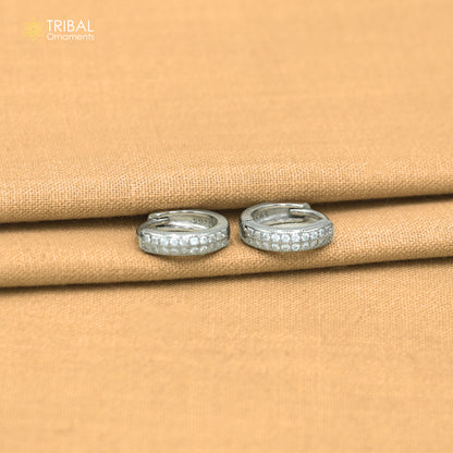 925 sterling silver zircon stone hoop earring er438