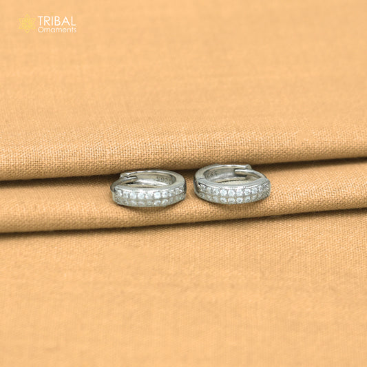 925 sterling silver zircon stone hoop earring er438