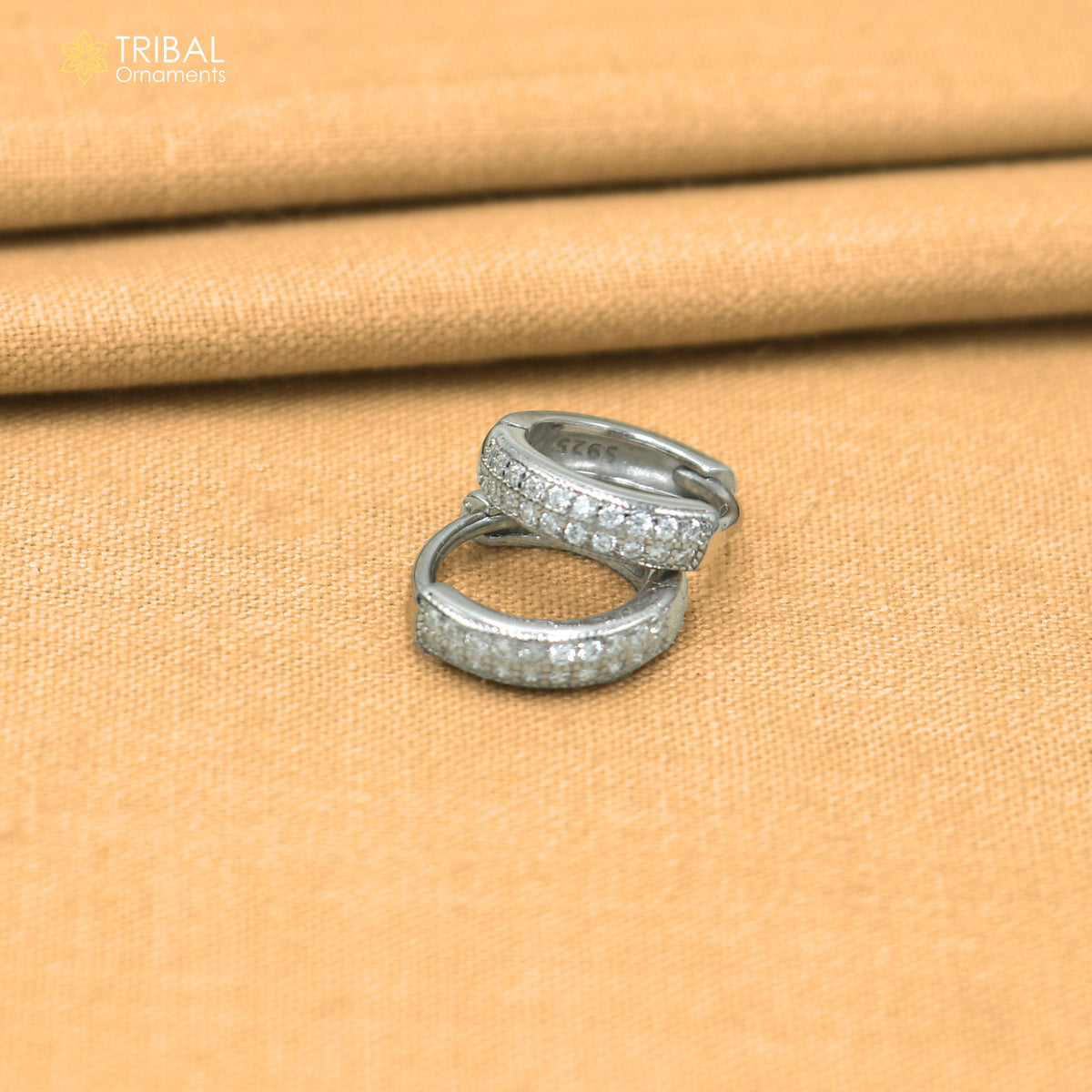 925 sterling silver zircon stone hoop earring er438