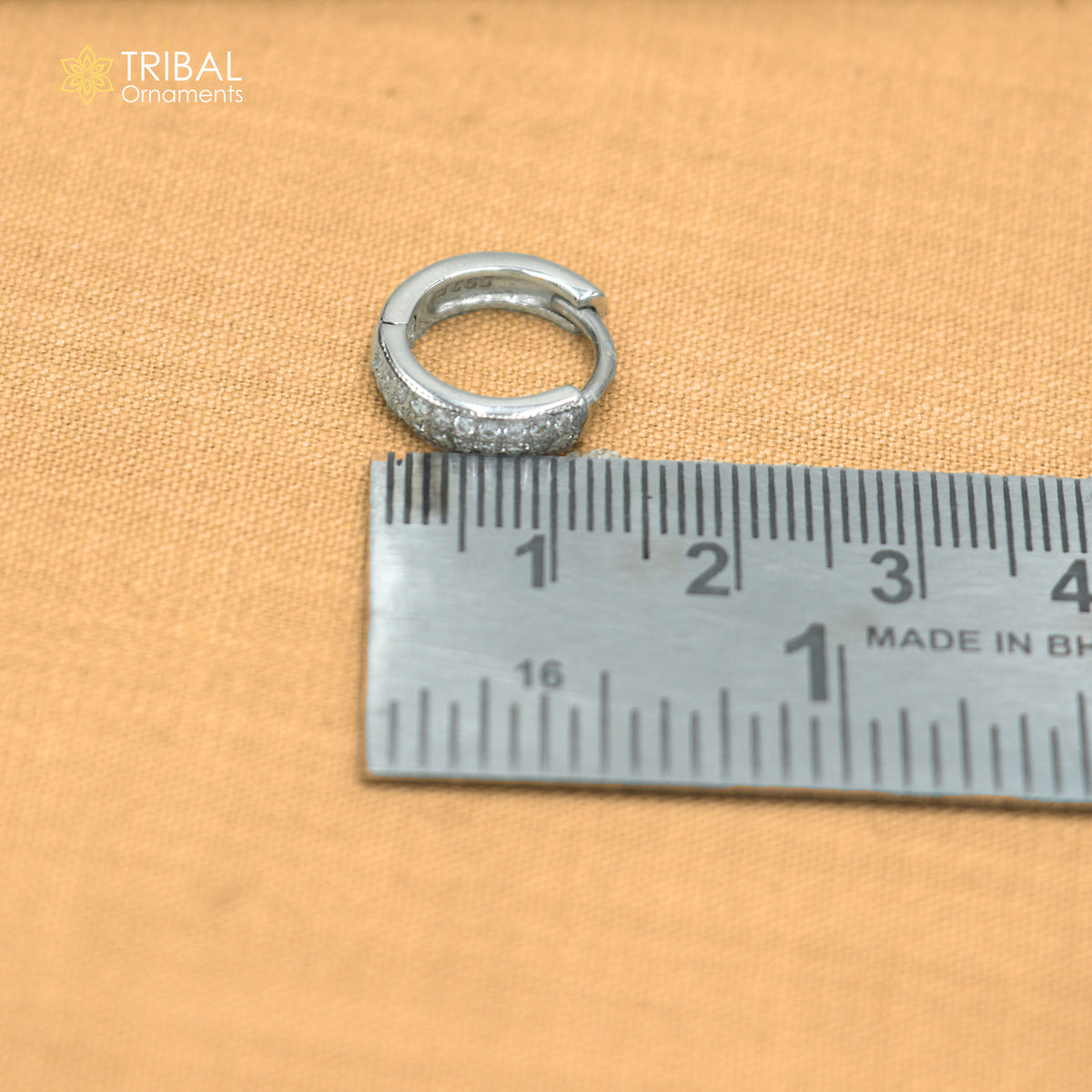 925 sterling silver zircon stone hoop earring er438