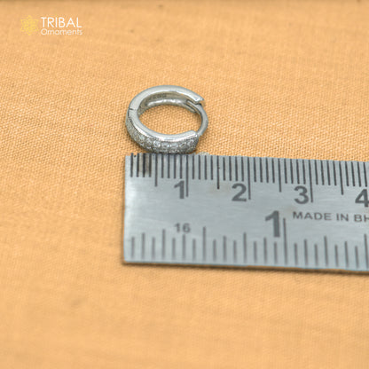 925 sterling silver zircon stone hoop earring er438