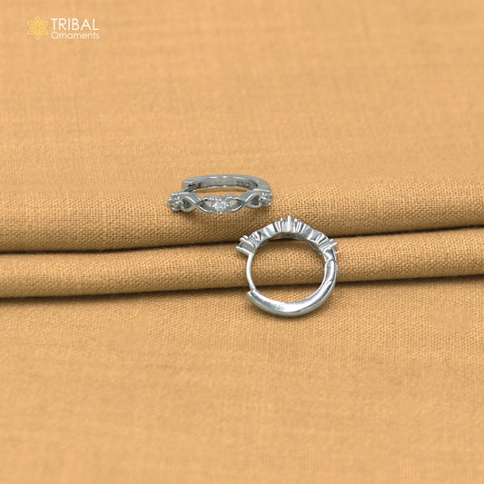 925 sterling silver zircon stone hoop earring er440
