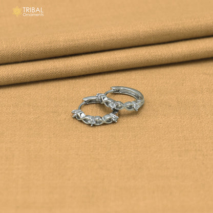 925 sterling silver zircon stone hoop earring er440
