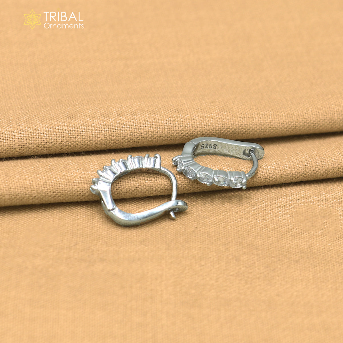 925 sterling silver zircon stone hoop earring er440