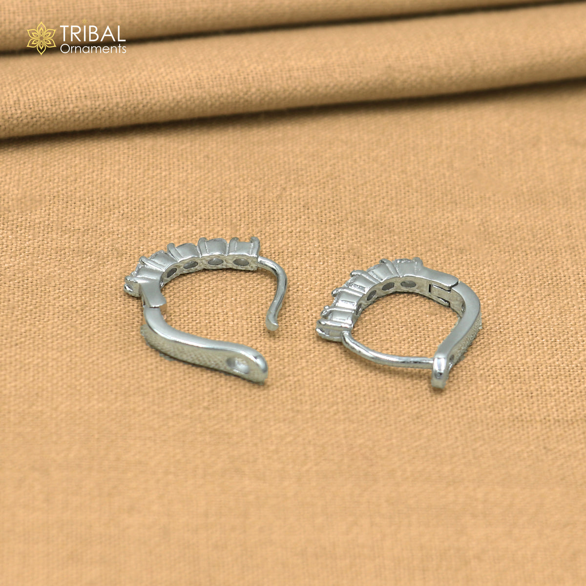 925 sterling silver zircon stone hoop earring er440