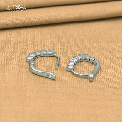 925 sterling silver zircon stone hoop earring er440