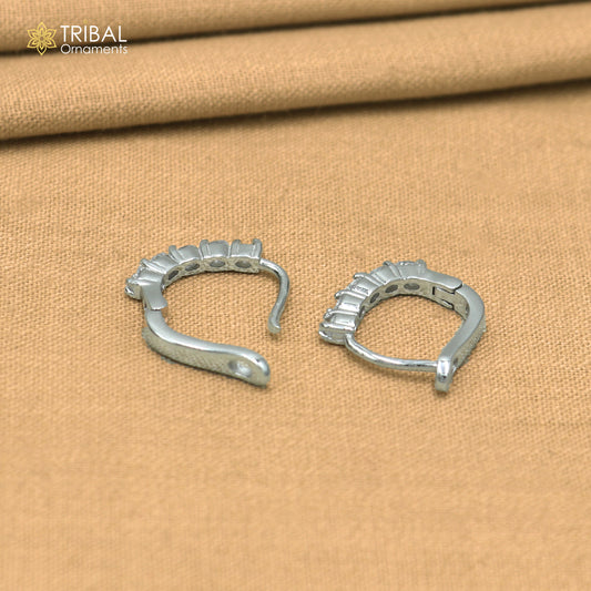 925 sterling silver zircon stone hoop earring er440