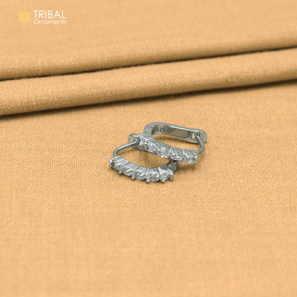 925 sterling silver zircon stone hoop earring er440