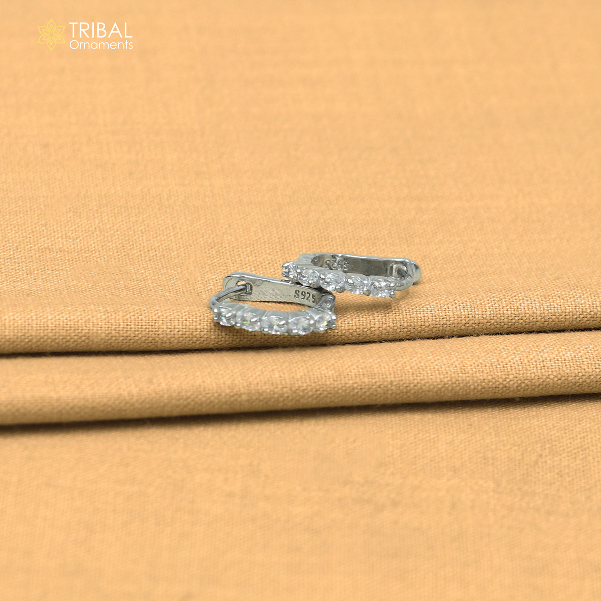 925 sterling silver zircon stone hoop earring er440