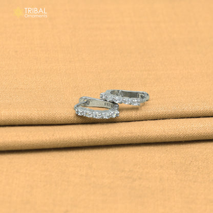925 sterling silver zircon stone hoop earring er440