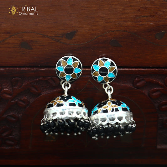 925 sterling silver stylish minakari design jumka earring er441
