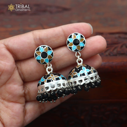 925 sterling silver stylish minakari design jumka earring er441