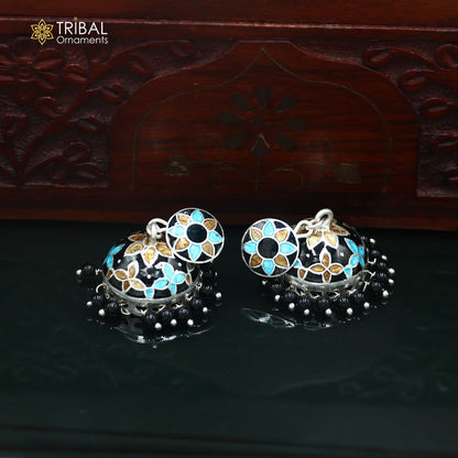 925 sterling silver stylish minakari design jumka earring er441