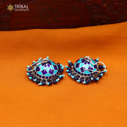 925 sterling silver stylish minakari design jumka earring er442