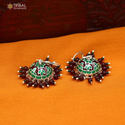 925 sterling silver stylish minakari design jumka earring er443