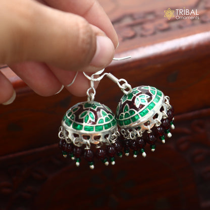 925 sterling silver stylish minakari design jumka earring er443