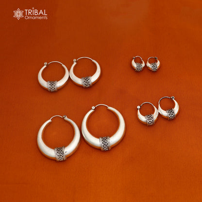 925 sterling silver plain shiny hoops earring, amazing unisex jewelry er445