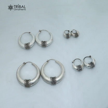 925 sterling silver plain shiny hoops earring, amazing unisex jewelry er445