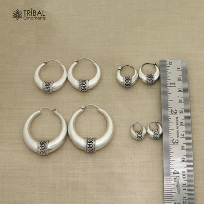 925 sterling silver plain shiny hoops earring, amazing unisex jewelry er445
