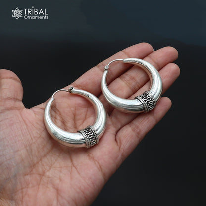 925 sterling silver plain shiny hoops earring, amazing unisex jewelry er445