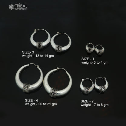 925 sterling silver plain shiny hoops earring, amazing unisex jewelry er445