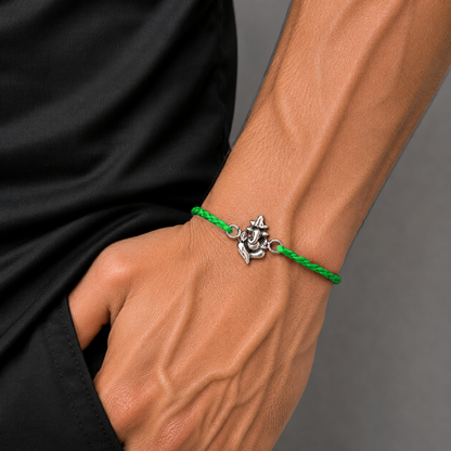 925 Sterling silver Lord Ganesha design thread rakhi bracelet rk355