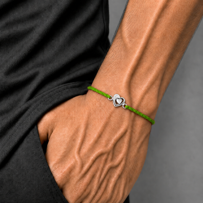 925 Sterling silver heart design thread rakhi bracelet rk340