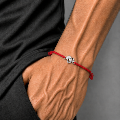 925 Sterling silver heart design thread rakhi bracelet rk340