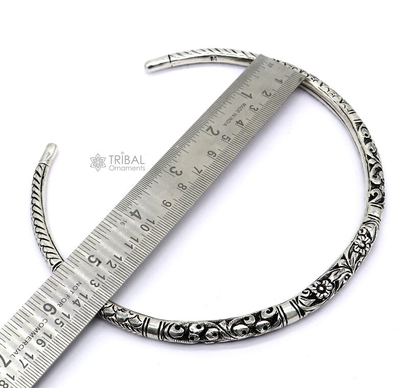 Indian traditional style trendy 925 sterling silver customized chitai/kandrai work Chokar necklace, choker tribal jewelry SET678 - TRIBAL ORNAMENTS