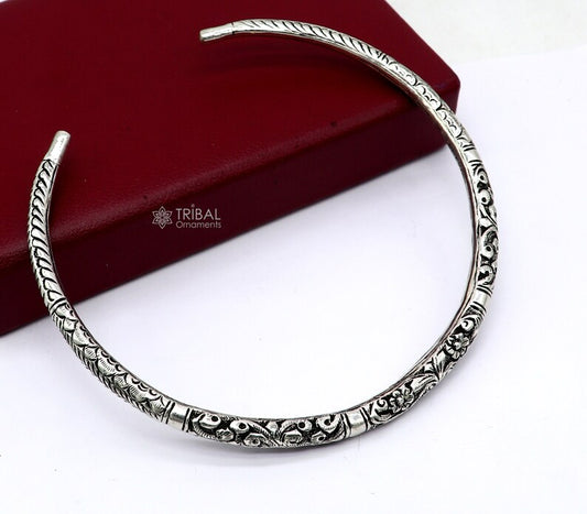 Indian traditional style trendy 925 sterling silver customized chitai/kandrai work Chokar necklace, choker tribal jewelry SET678 - TRIBAL ORNAMENTS