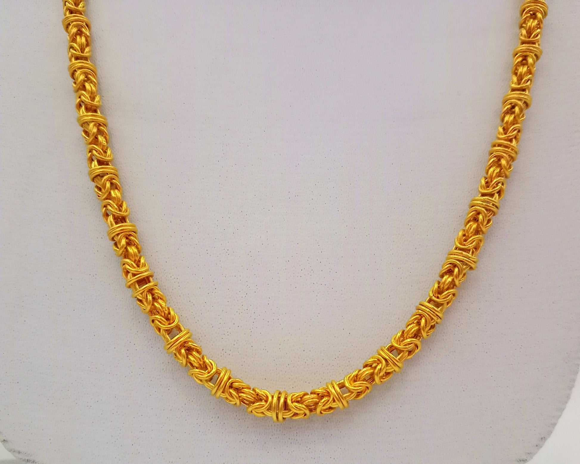 20 inches long 22k yellow gold handmade fabulous byzantine stylish chain necklace unisex gifting jewelry - TRIBAL ORNAMENTS