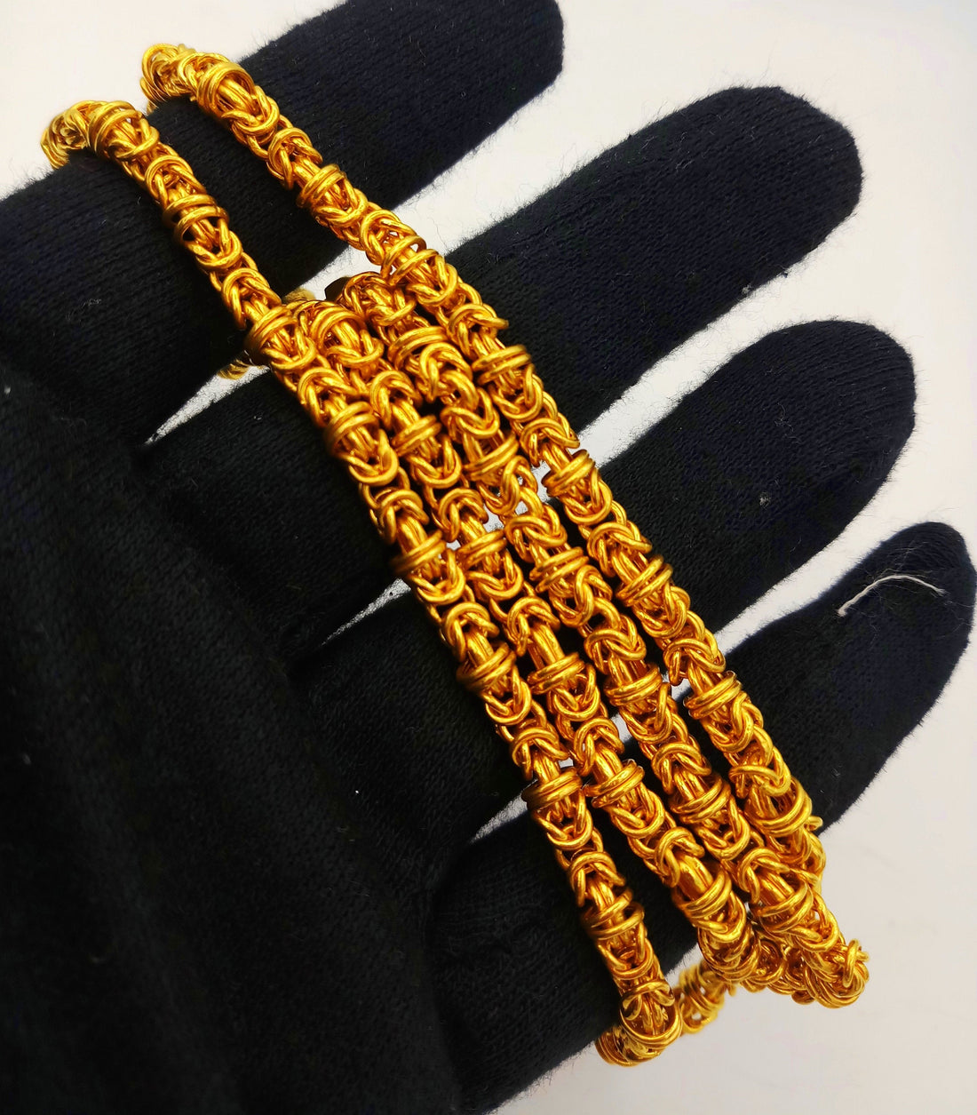 20 inches long 22k yellow gold handmade fabulous byzantine stylish chain necklace unisex gifting jewelry - TRIBAL ORNAMENTS