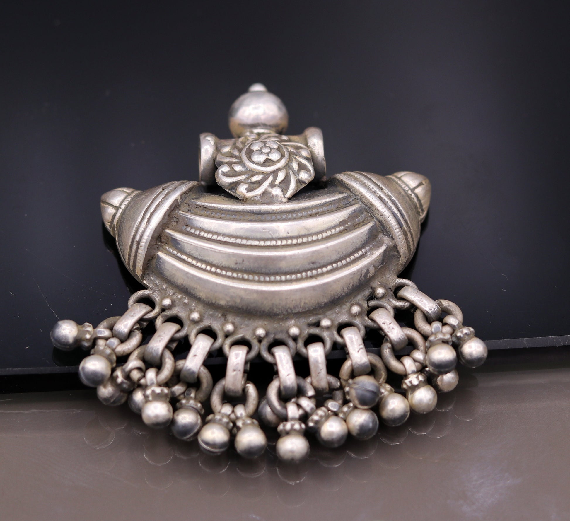 925 Sterling silver handmade gorgeous amulet pendant oxidized customized pendant belly dance temple jewelry bellydance rajasthan india nsp13 - TRIBAL ORNAMENTS