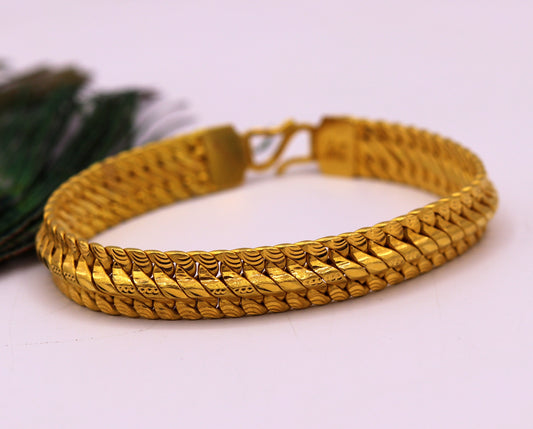 22kt yellow gold handmade gope chain bracelet amazing royal design certified bracelet unisex jewelry from Rajasthan India - TRIBAL ORNAMENTS