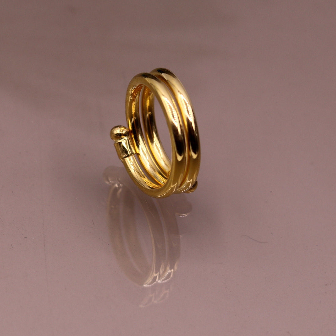 Solid spiral ring 22kt yellow gold handmade fabulous design all sizes ring band for unisex gifting jewelry from india - TRIBAL ORNAMENTS