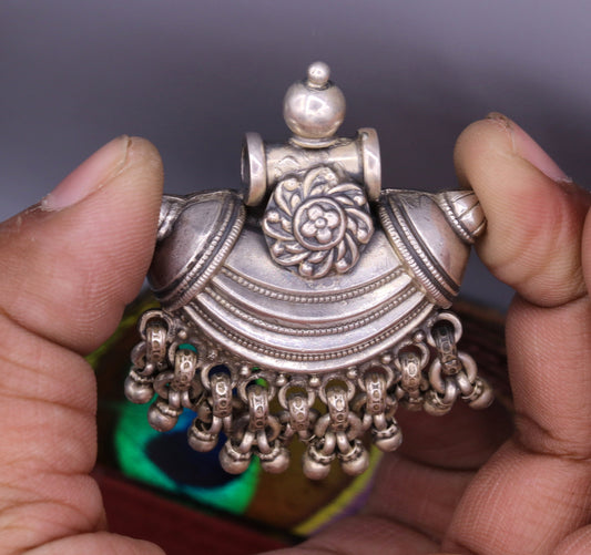 925 Sterling silver handmade gorgeous amulet pendant oxidized customized pendant belly dance temple jewelry bellydance rajasthan india nsp13 - TRIBAL ORNAMENTS