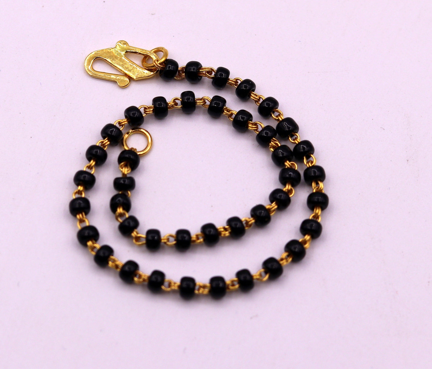 22kt yellow gold handmade fabulous black beads chain bracelet,gorgeous beads bracelet for gifting light weight jewelry - TRIBAL ORNAMENTS