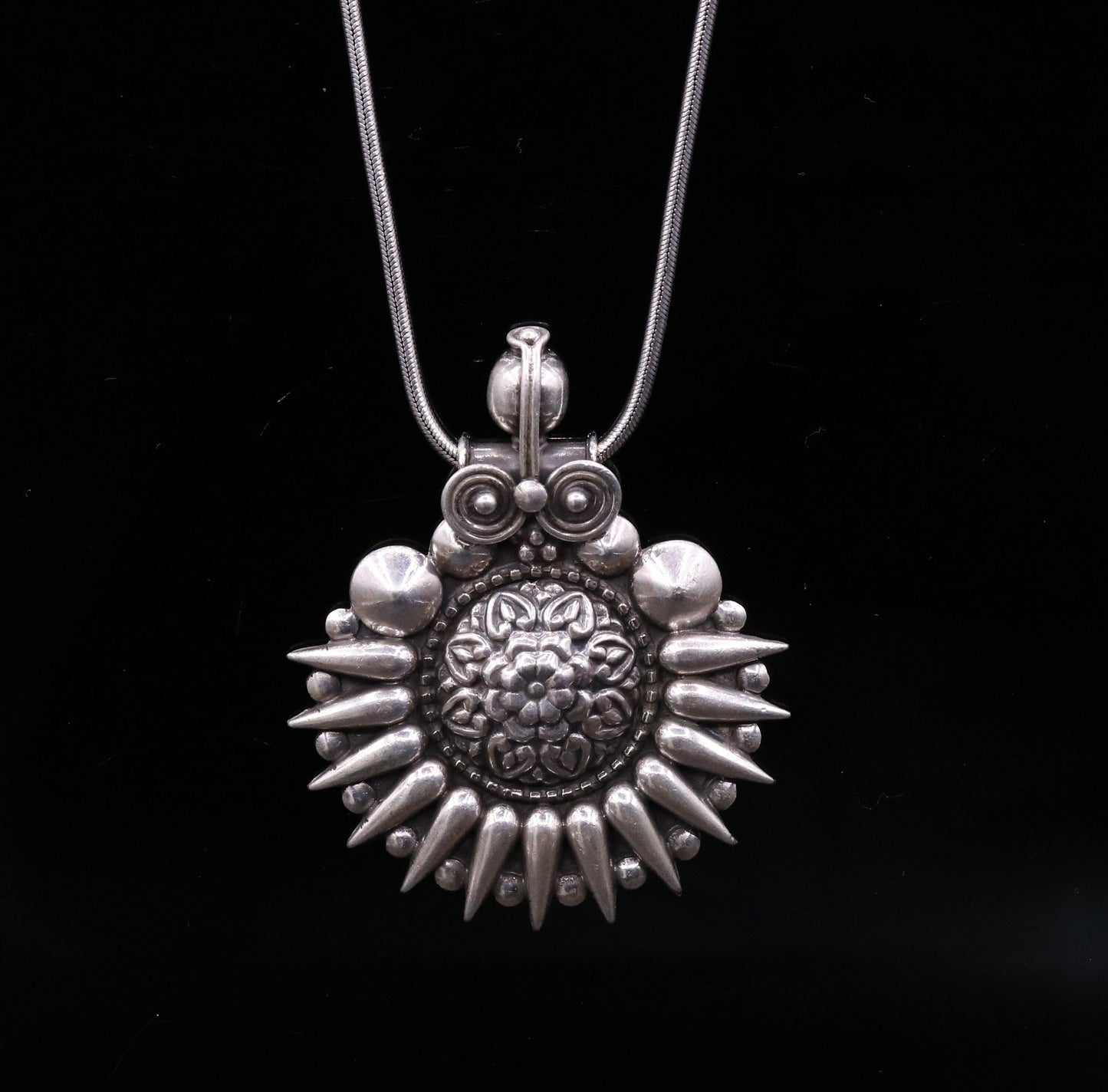 925 sterling silver handmade pendant, excellent vintage design oxidized pendant necklace, ethnic belly dance Bohemian tribal jewelry nsp339 - TRIBAL ORNAMENTS