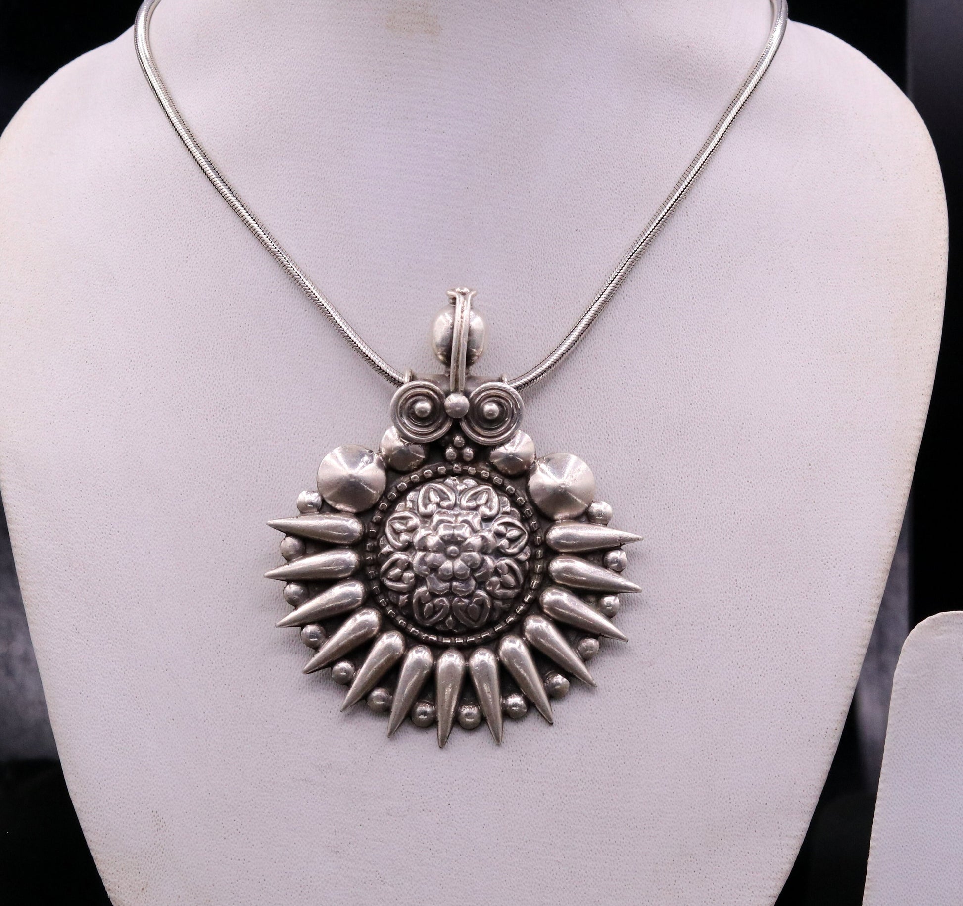 925 sterling silver handmade pendant, excellent vintage design oxidized pendant necklace, ethnic belly dance Bohemian tribal jewelry nsp339 - TRIBAL ORNAMENTS