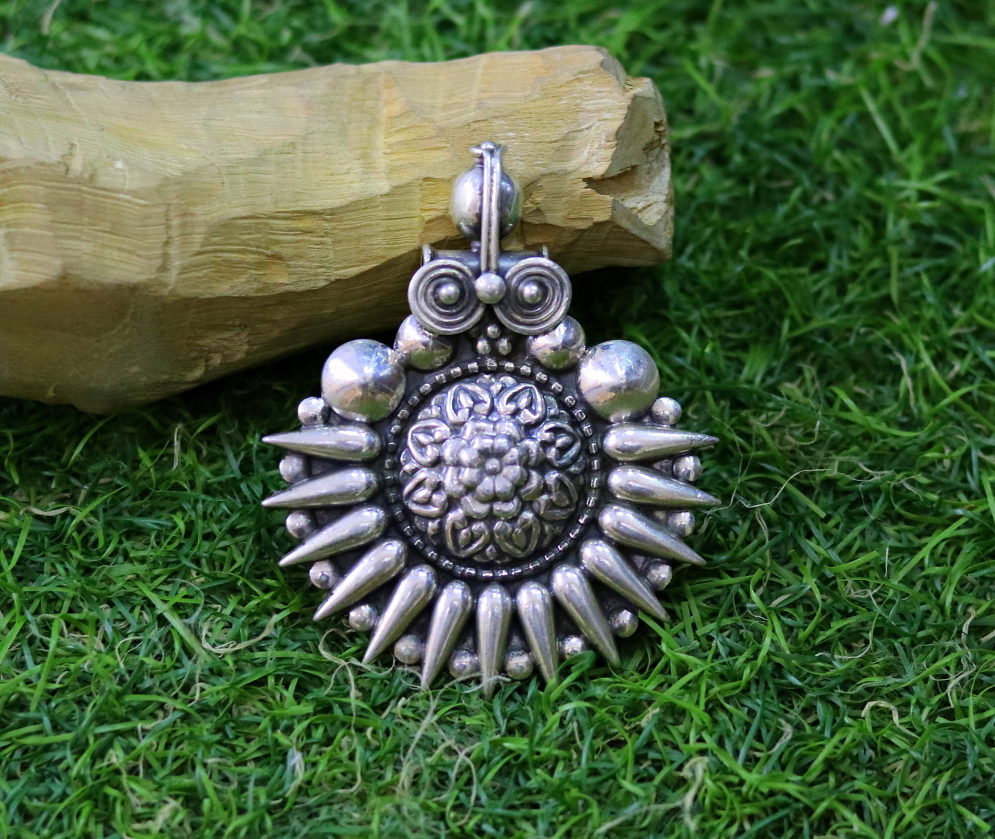 925 sterling silver handmade pendant, excellent vintage design oxidized pendant necklace, ethnic belly dance Bohemian tribal jewelry nsp339 - TRIBAL ORNAMENTS
