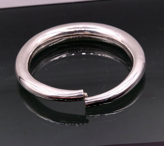 925 sterling silver vintage plain design handmade open face adjustable bangle bracelet kada cuff bracelet for unisex gifting india nsk228 - TRIBAL ORNAMENTS