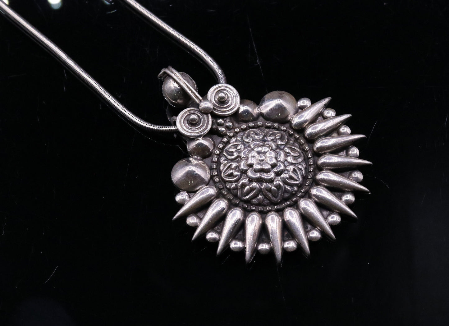 925 sterling silver handmade pendant, excellent vintage design oxidized pendant necklace, ethnic belly dance Bohemian tribal jewelry nsp339 - TRIBAL ORNAMENTS