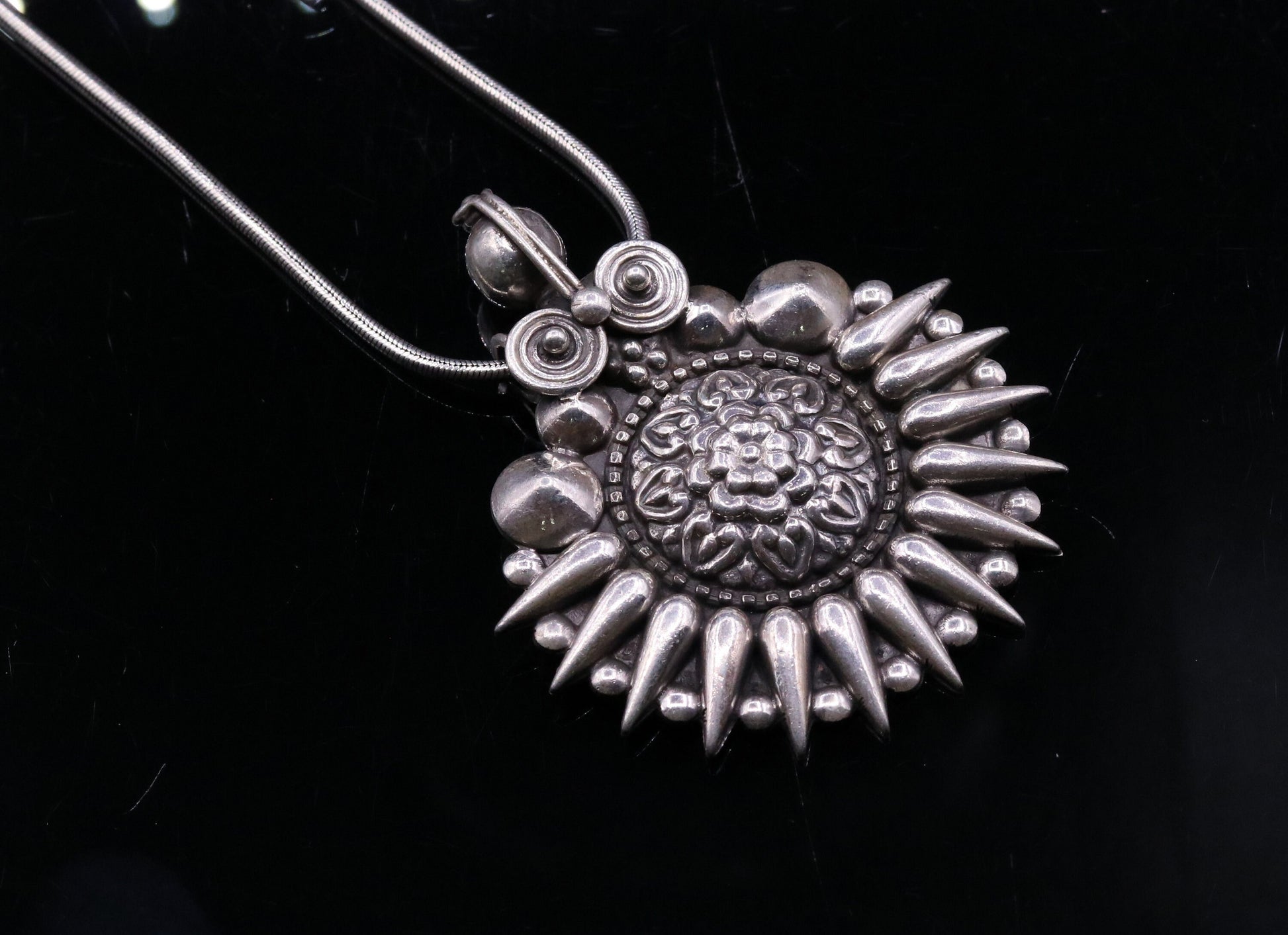 925 sterling silver handmade pendant, excellent vintage design oxidized pendant necklace, ethnic belly dance Bohemian tribal jewelry nsp339 - TRIBAL ORNAMENTS